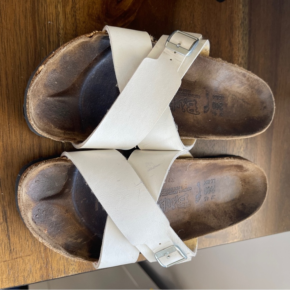 Birki's Birkenstock White Santosa Cross Sandals Slides Women's US 6 EU 37 - Picture 7 of 8